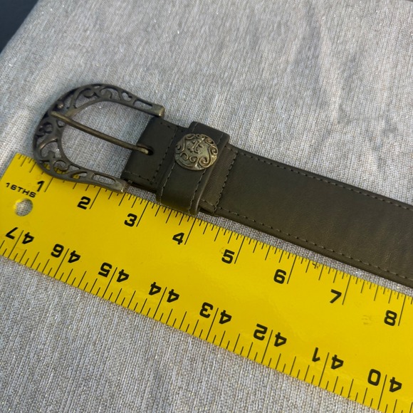 Alden Howard Olive Green Leather Belt Filigree Buckle Boho Western USA LG women main image 5
